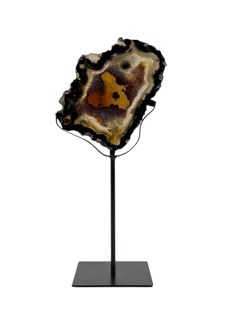 Decorative Agate Slice on custom stand, mineral from Brazil (6 - 008) - FossilsAndMore