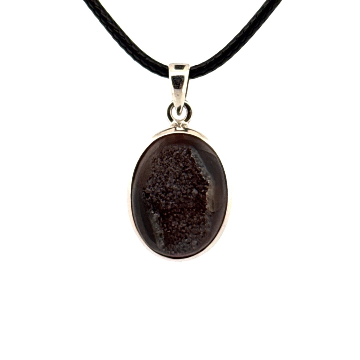 Druzy Onyx Silver Pendant – Natural Gemstone Jewelry - FossilsAndMore