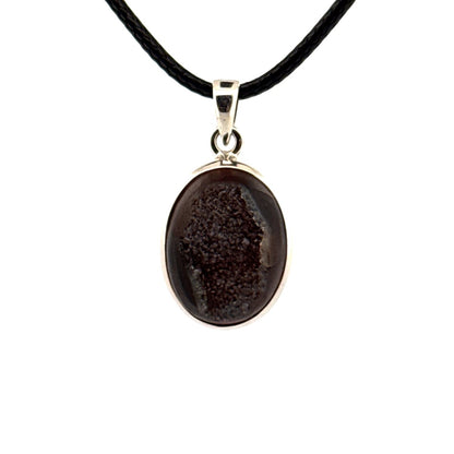 Druzy Onyx Silver Pendant – Natural Gemstone Jewelry - FossilsAndMore