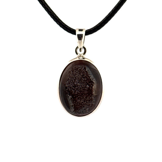 Druzy Onyx Silver Pendant – Natural Gemstone Jewelry - FossilsAndMore