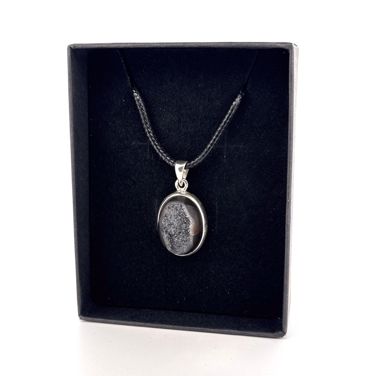 Druzy Onyx Silver Pendant – Natural Gemstone Jewelry - FossilsAndMore