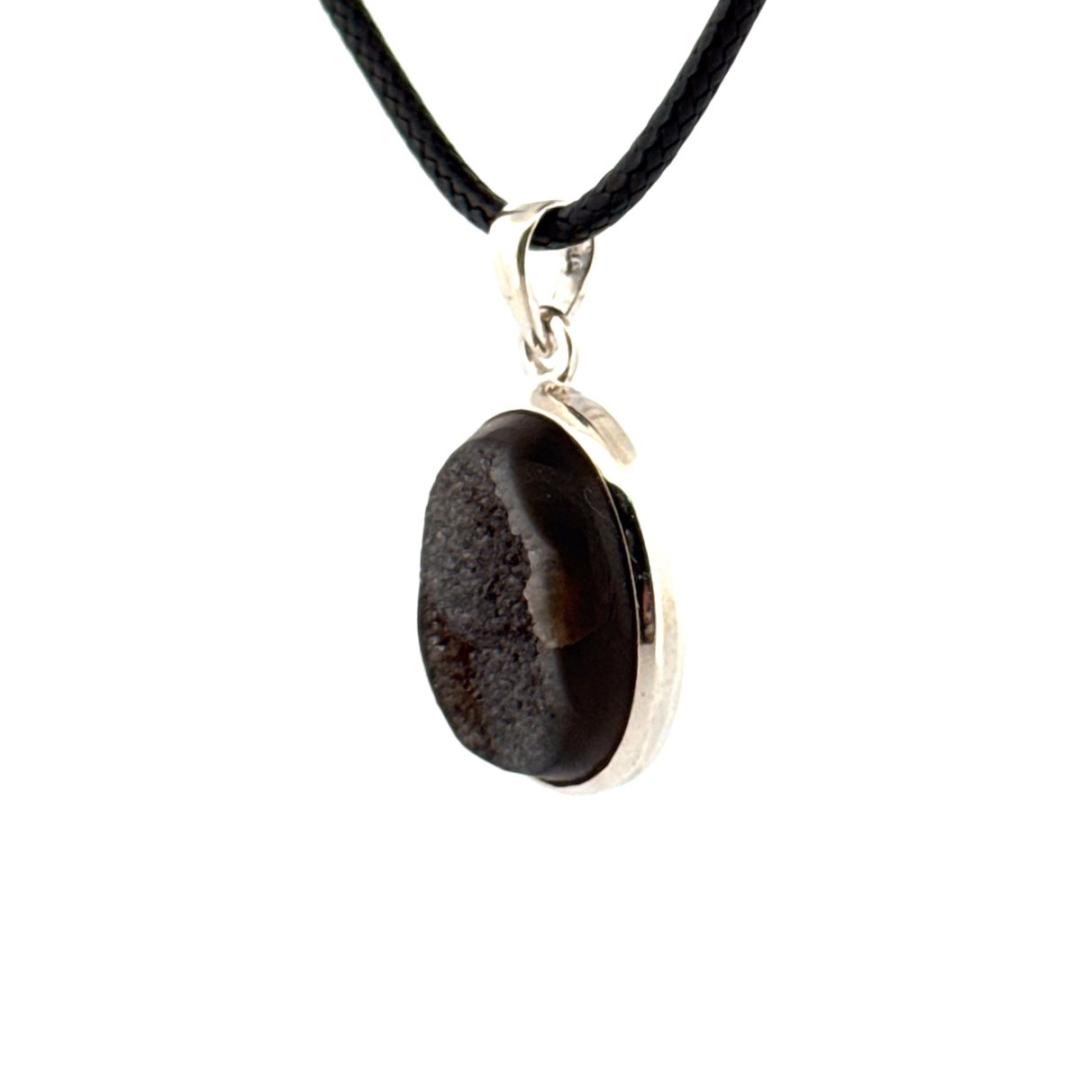 Druzy Onyx Silver Pendant – Natural Gemstone Jewelry - FossilsAndMore