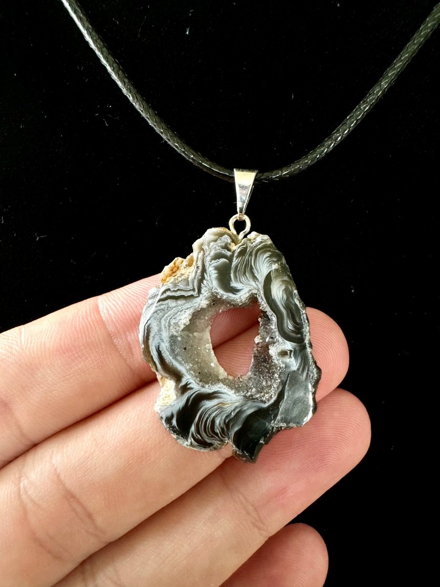 Geode Pendant on necklace, mineral - FossilsAndMore