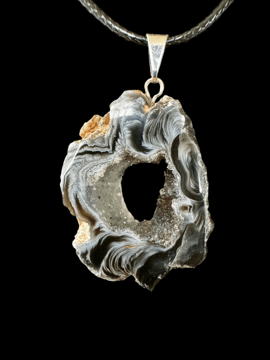 Geode Pendant on necklace, mineral - FossilsAndMore