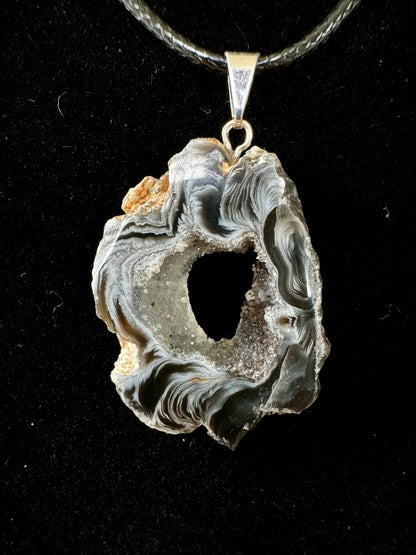 Geode Pendant on necklace, mineral - FossilsAndMore