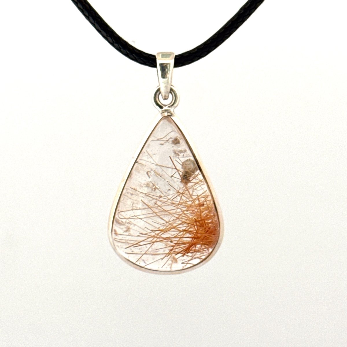 Glassy Rutilated Quartz Silver Pendant – Natural Gemstone Jewelry - FossilsAndMore
