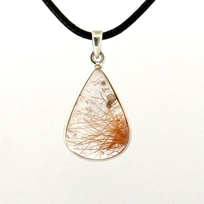 Glassy Rutilated Quartz Silver Pendant – Natural Gemstone Jewelry - FossilsAndMore