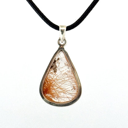 Glassy Rutilated Quartz Silver Pendant – Natural Gemstone Jewelry - FossilsAndMore