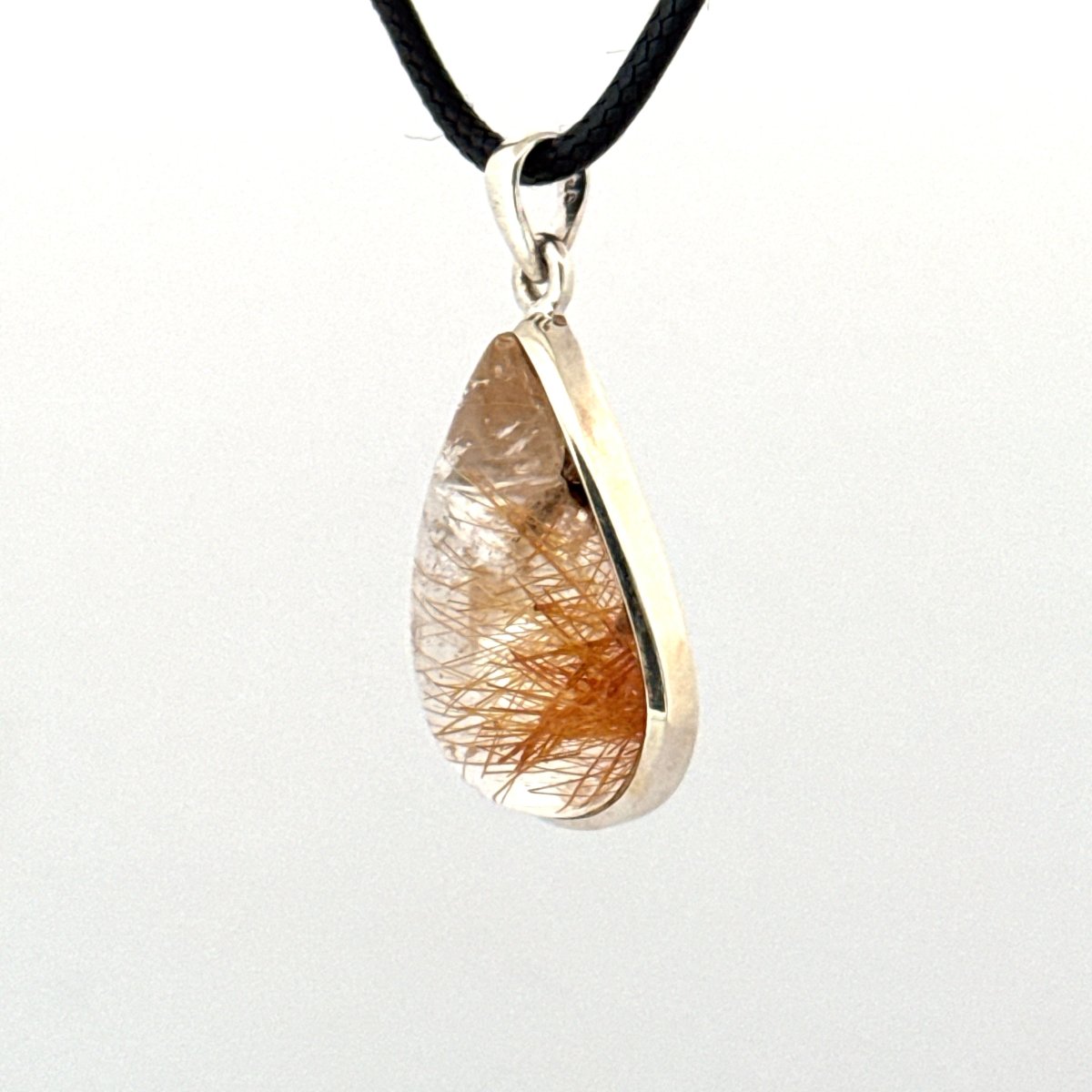 Glassy Rutilated Quartz Silver Pendant – Natural Gemstone Jewelry - FossilsAndMore