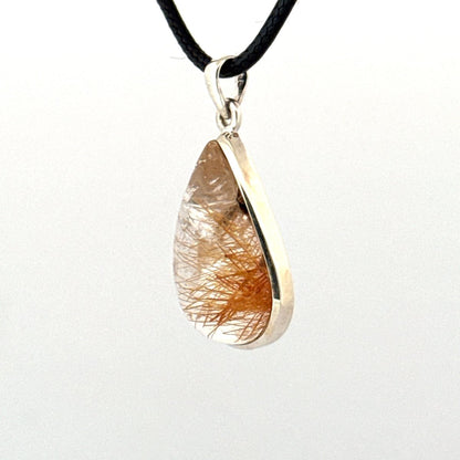 Glassy Rutilated Quartz Silver Pendant – Natural Gemstone Jewelry - FossilsAndMore