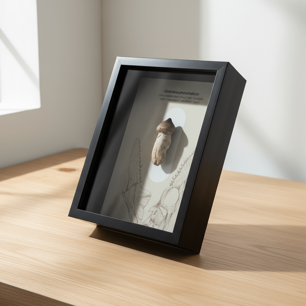 Globidens phosphaticus (mosasaur species) Rooted Tooth in Large Deep Box Frame - FossilsAndMore