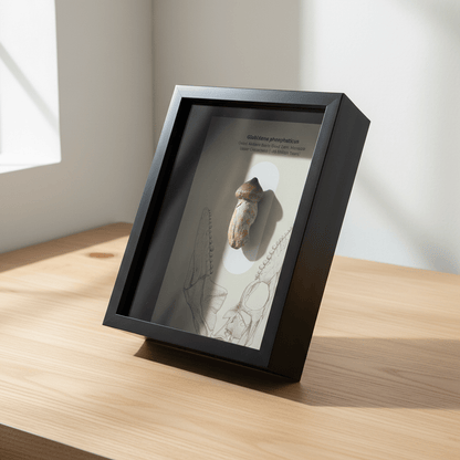 Globidens phosphaticus (mosasaur species) Rooted Tooth in Large Deep Box Frame - FossilsAndMore