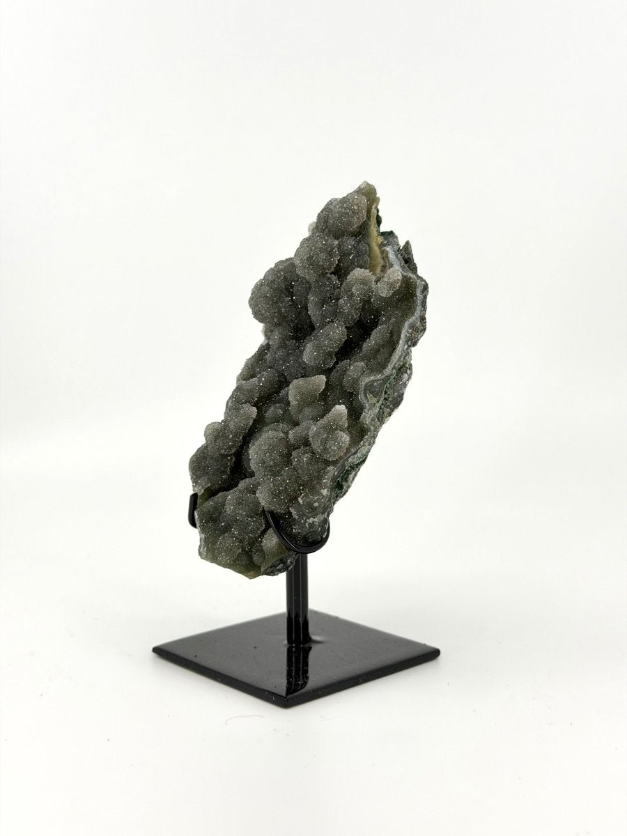 Green Quartz crystal on Custom Metal Stand from Brazil - FossilsAndMore