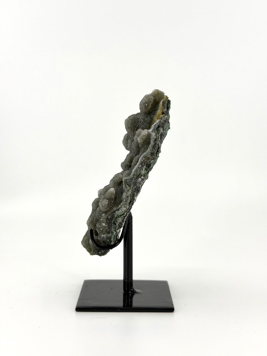 Green Quartz crystal on Custom Metal Stand from Brazil - FossilsAndMore