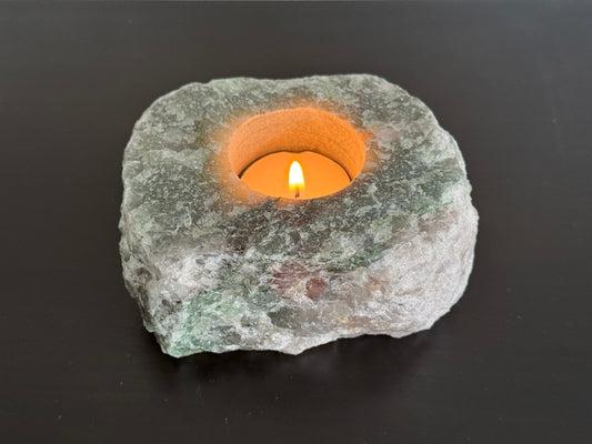 Green Quartz Tealight Holder - FossilsAndMore