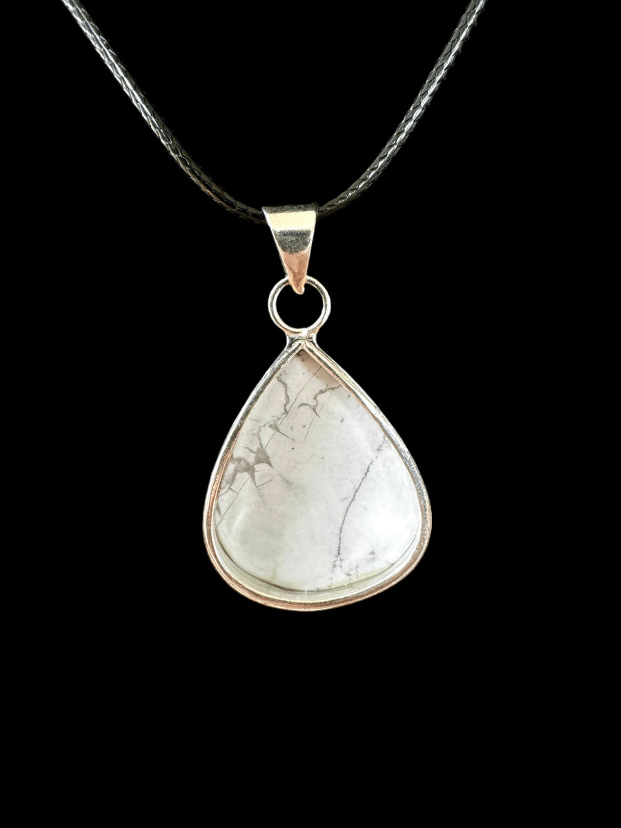 Howlite Pendant on necklace, mineral jewelry - FossilsAndMore