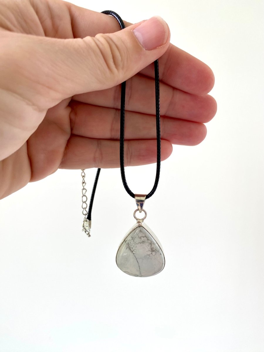 Howlite Pendant on necklace, mineral jewelry - FossilsAndMore