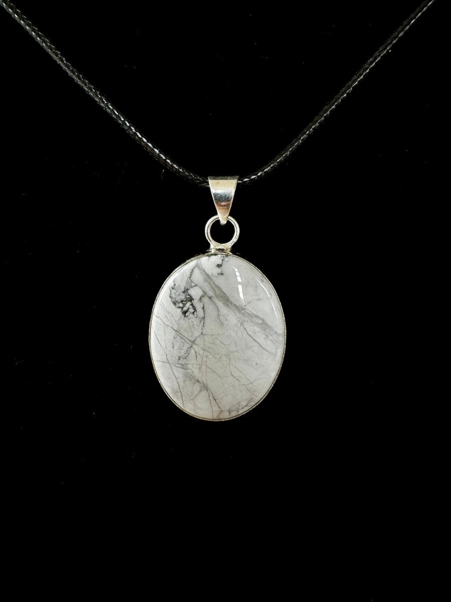 Howlite Pendant on necklace, mineral jewelry - FossilsAndMore