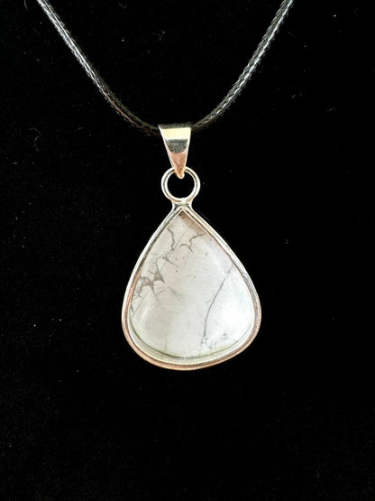 Howlite Pendant on necklace, mineral jewelry - FossilsAndMore