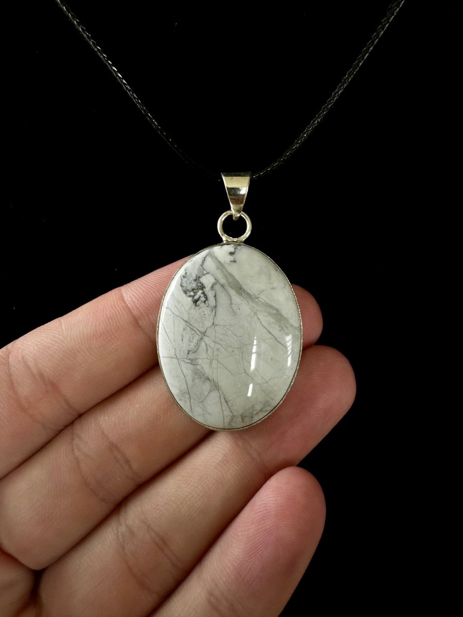 Howlite Pendant on necklace, mineral jewelry - FossilsAndMore