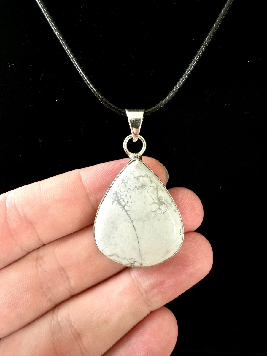 Howlite Pendant on necklace, mineral jewelry - FossilsAndMore