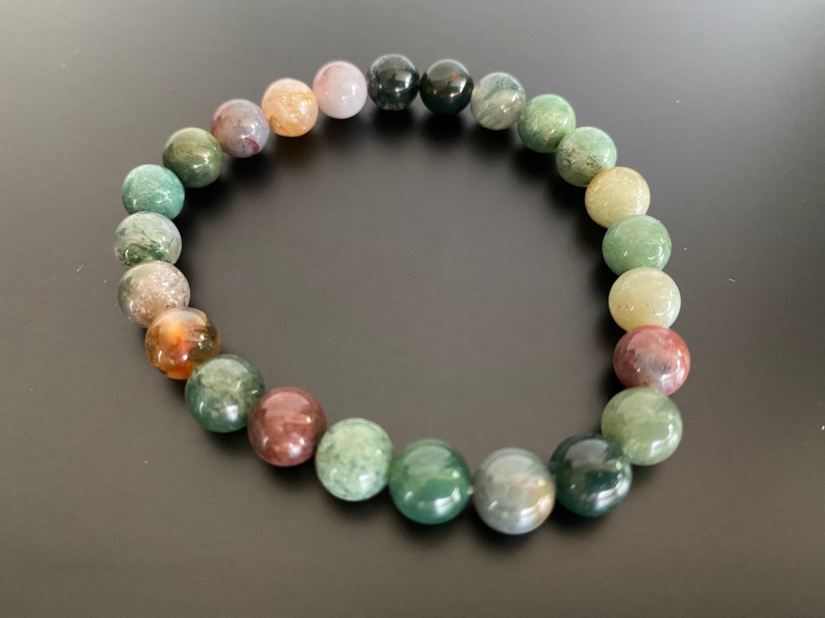 India Agate bracelet (8mm beads), mineral - FossilsAndMore