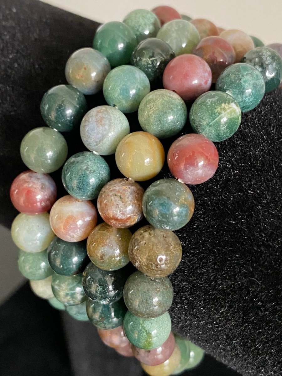 India Agate bracelet (8mm beads), mineral - FossilsAndMore