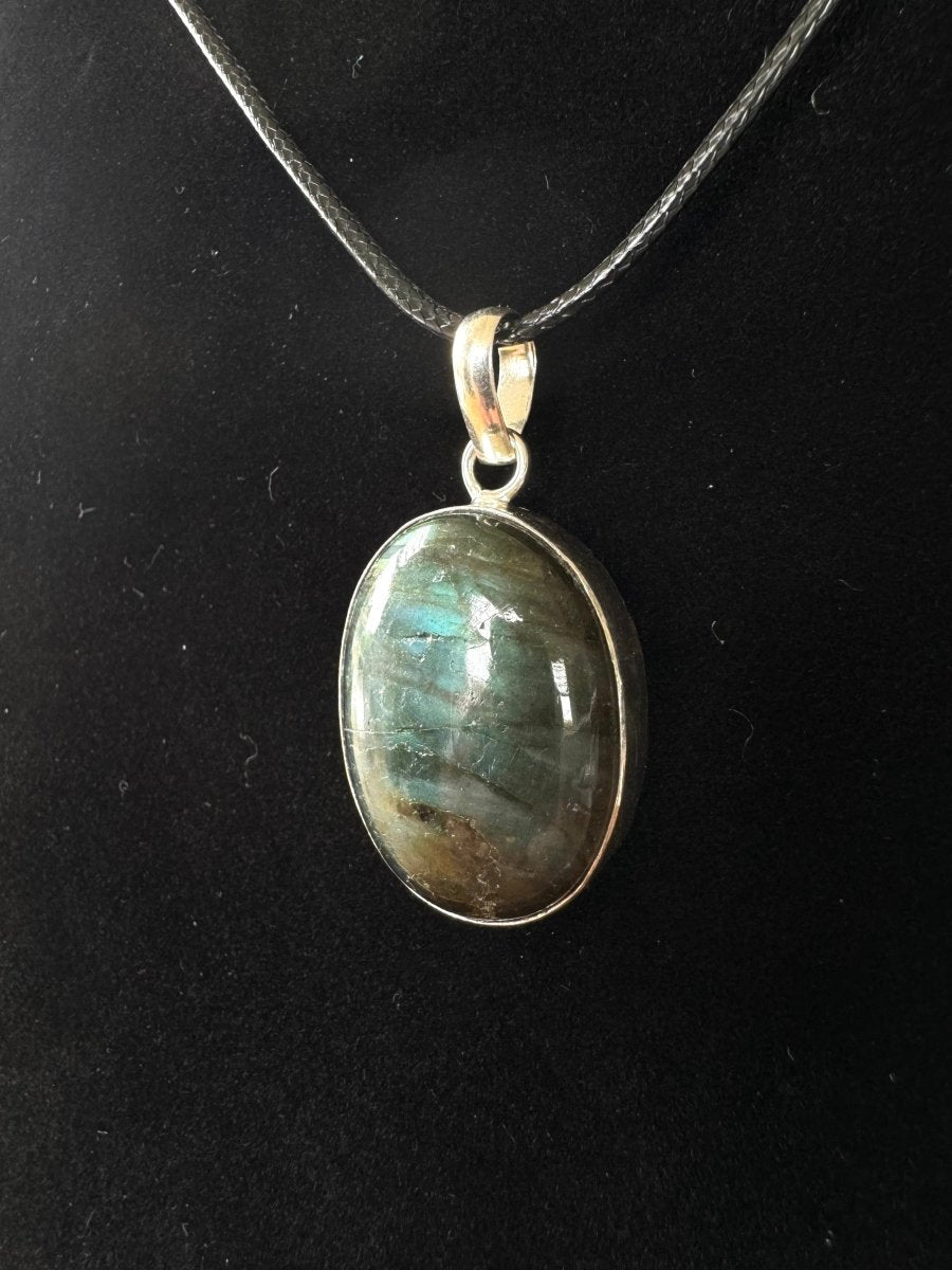 Labradorite Pendant on necklace, mineral jewelry - FossilsAndMore