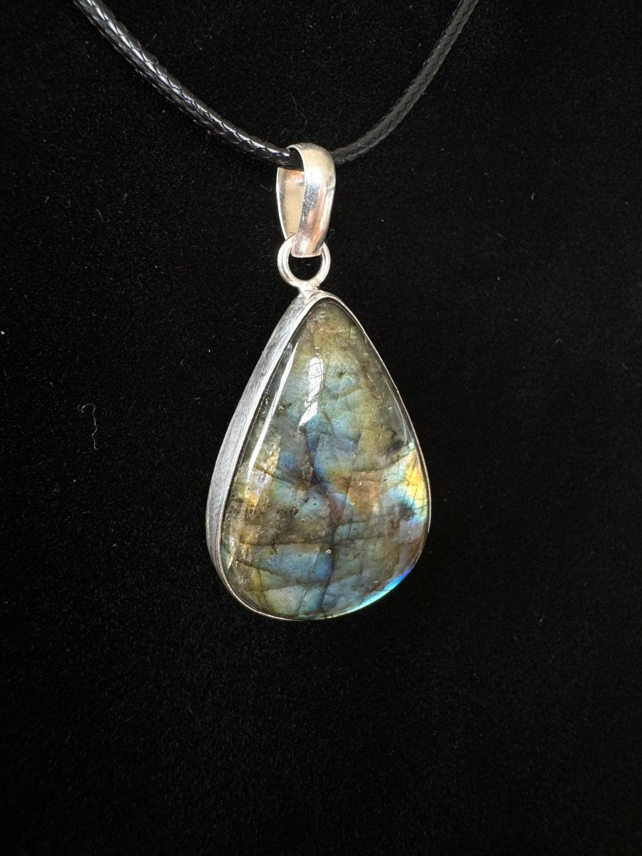 Labradorite Pendant on necklace, mineral jewelry - FossilsAndMore