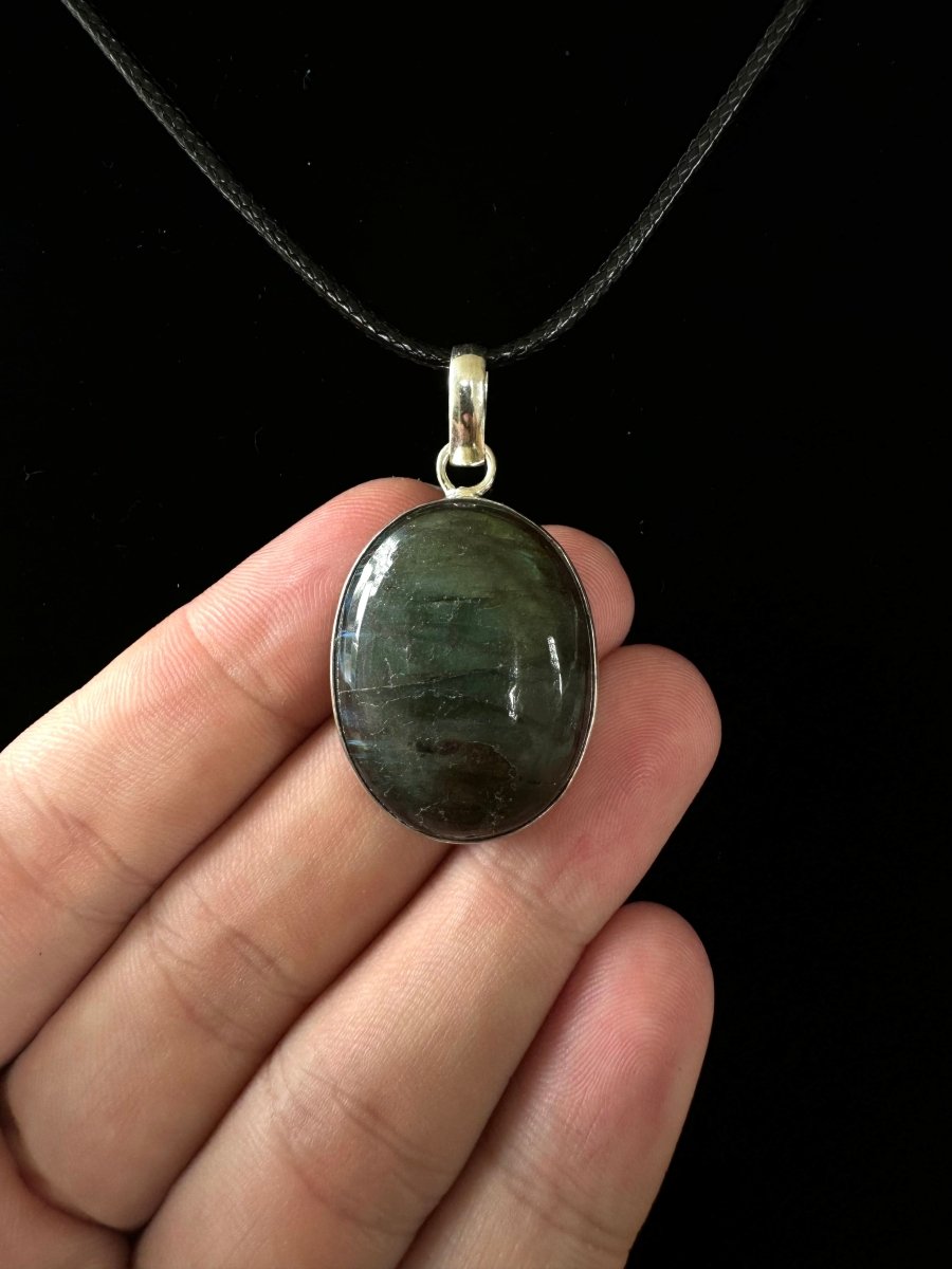 Labradorite Pendant on necklace, mineral jewelry - FossilsAndMore