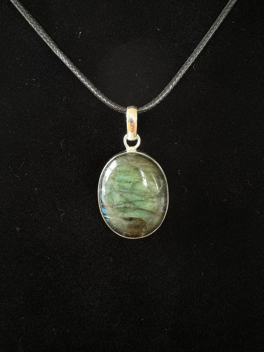 Labradorite Pendant on necklace, mineral jewelry - FossilsAndMore