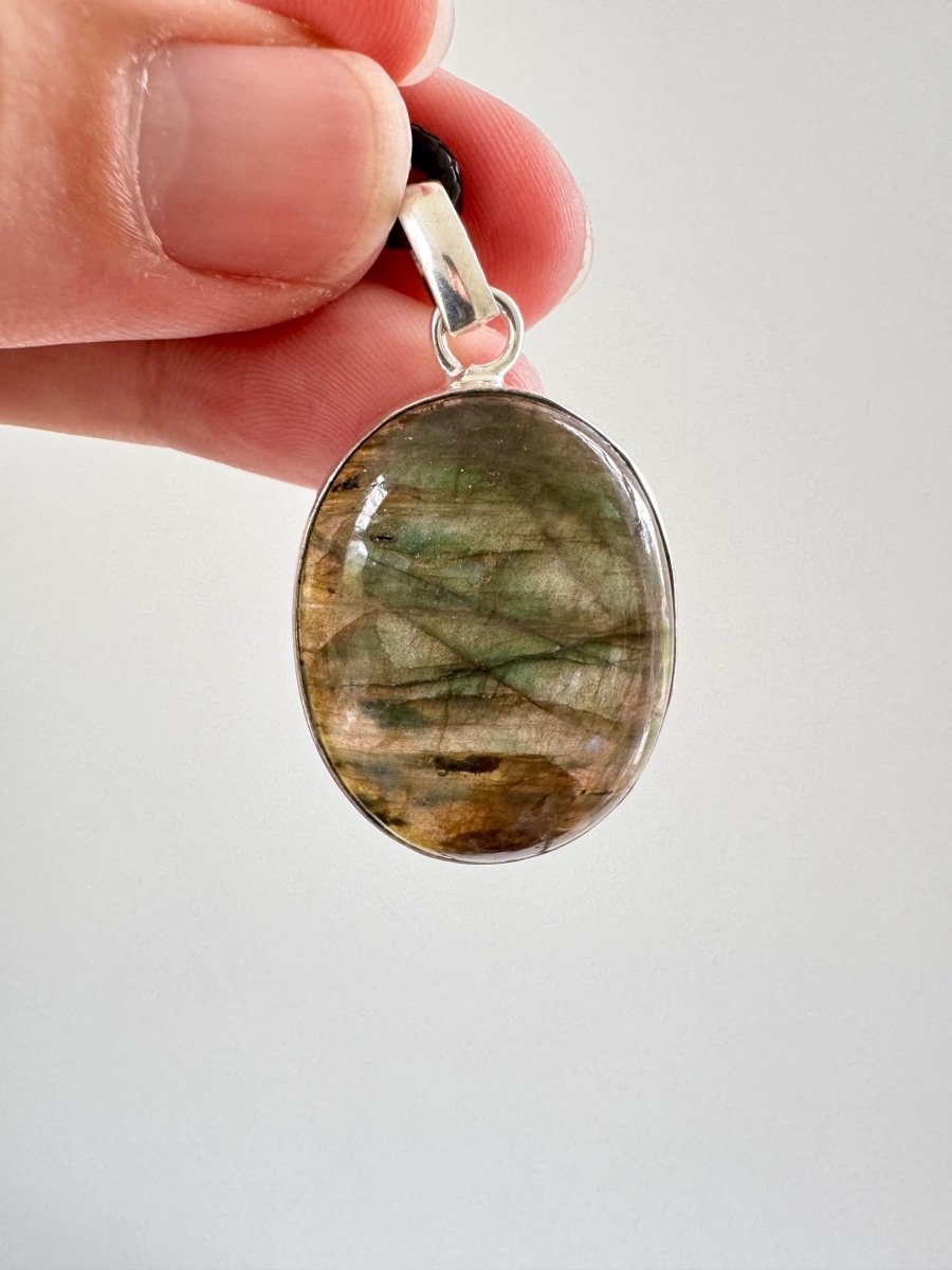 Labradorite Pendant on necklace, mineral jewelry - FossilsAndMore