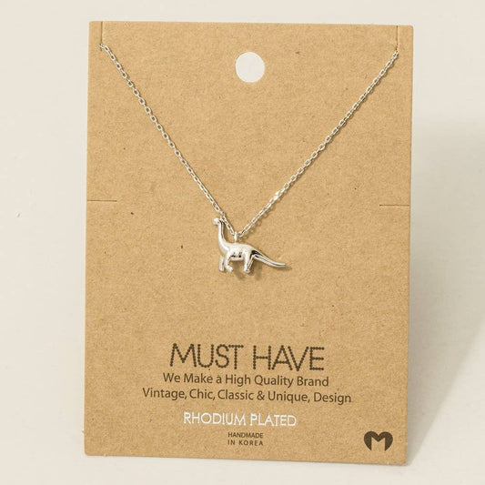 Necklace with a pendant of a Brachiosaurus dinosaur in silver - FossilsAndMore