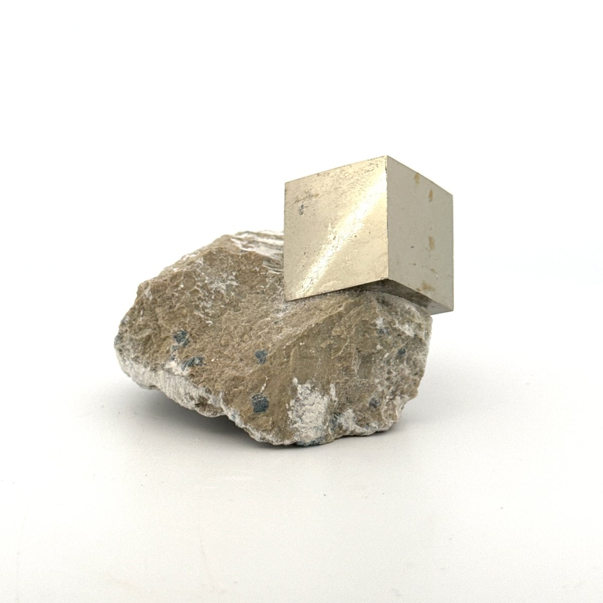 Pyrite on Matrix from Navajún a Natural Cubic Crystal (01) - FossilsAndMore