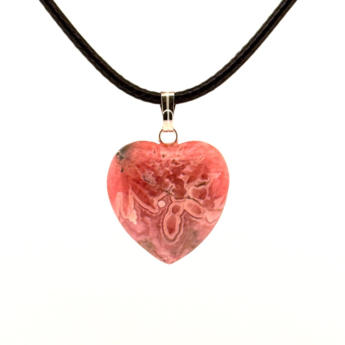 Rhodochrosite Heart Pendant – Natural Pink Stone Necklace - FossilsAndMore