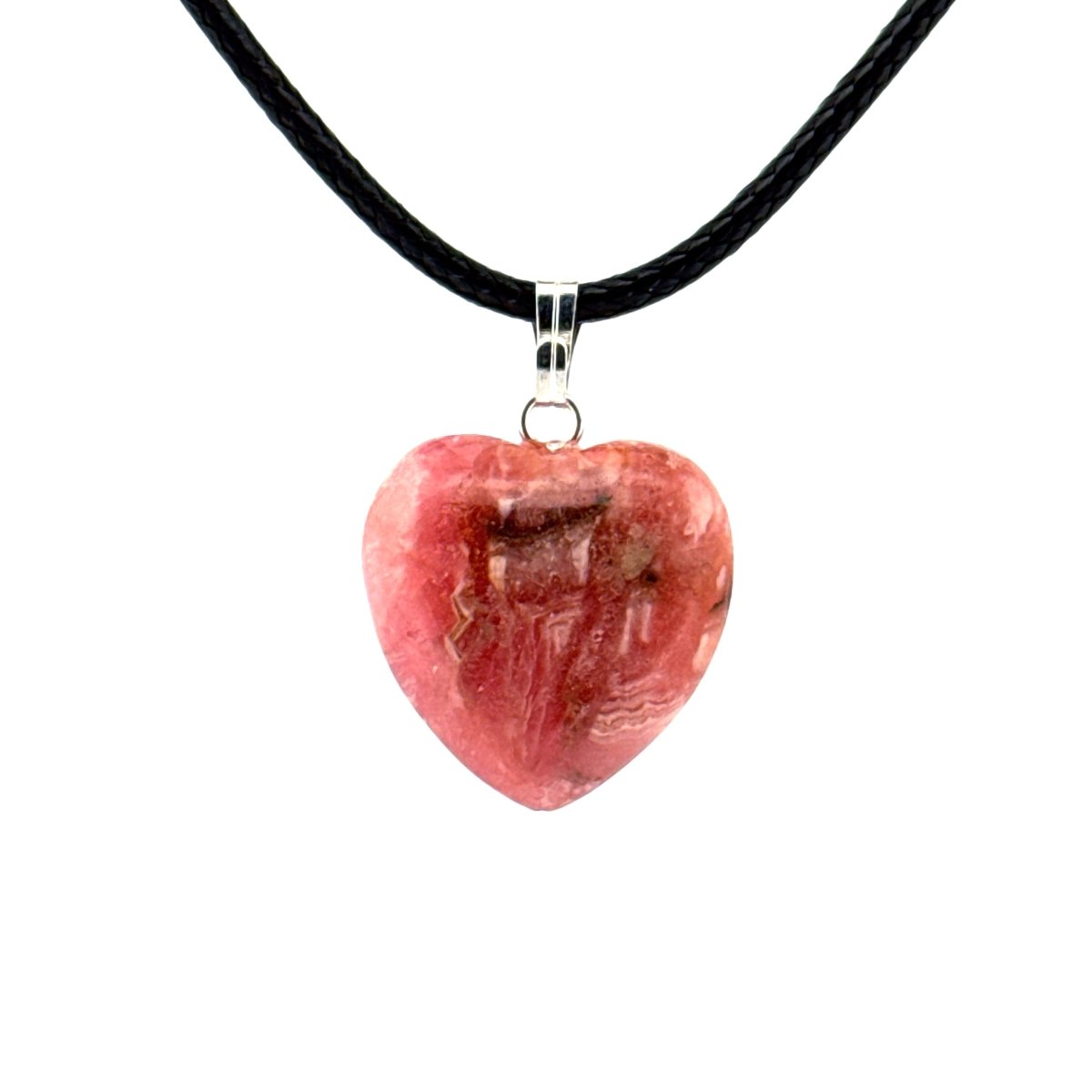 Rhodochrosite Heart Pendant – Natural Pink Stone Necklace - FossilsAndMore