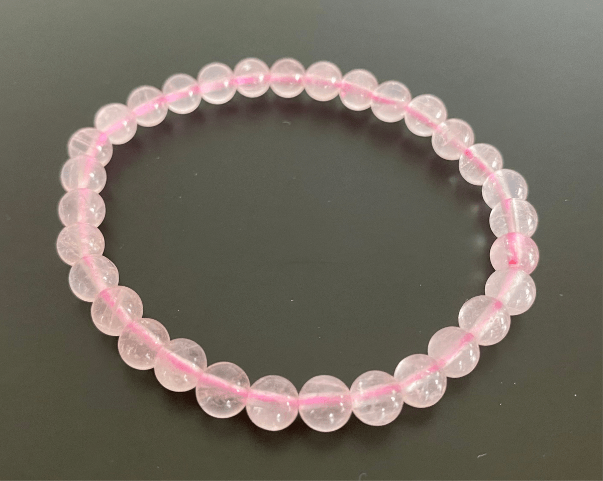 Rose Quartz bracelet (6mm beads), mineral - FossilsAndMore