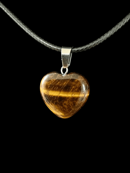 Tiger's Eye hart shaped pendant on necklace, mineral - FossilsAndMore