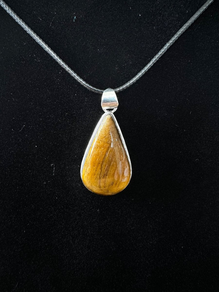 Tiger's Eye Pendant on necklace, mineral - FossilsAndMore