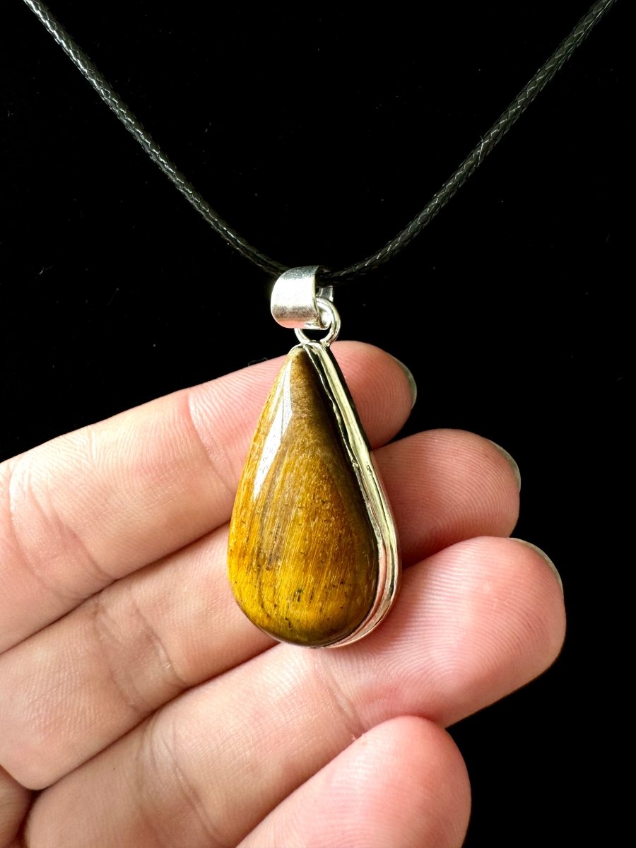 Tiger's Eye Pendant on necklace, mineral - FossilsAndMore