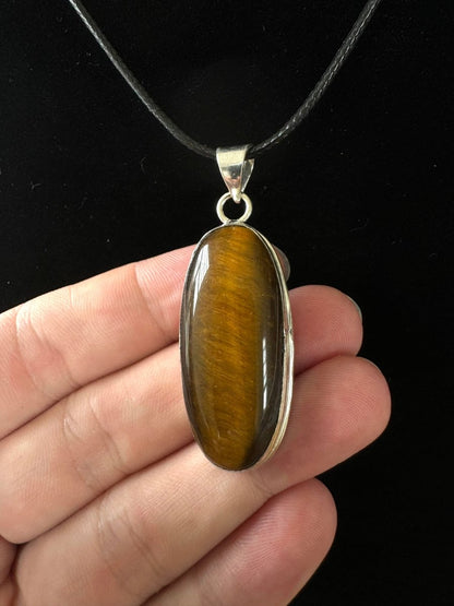 Tiger's Eye Pendant on necklace, mineral - FossilsAndMore