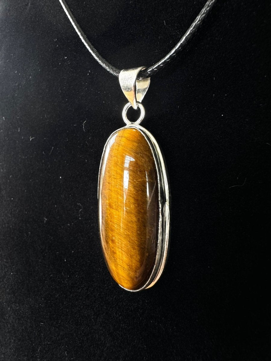 Tiger's Eye Pendant on necklace, mineral - FossilsAndMore