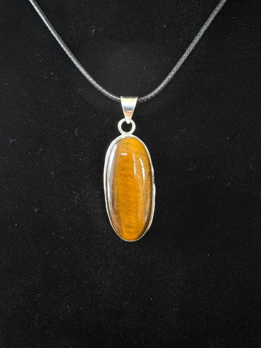 Tiger's Eye Pendant on necklace, mineral - FossilsAndMore