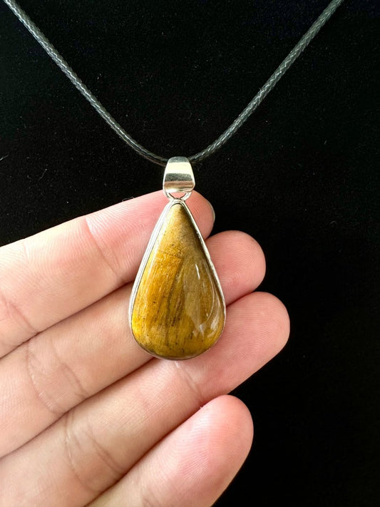 Tiger's Eye Pendant on necklace, mineral - FossilsAndMore