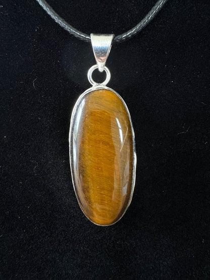 Tiger's Eye Pendant on necklace, mineral - FossilsAndMore