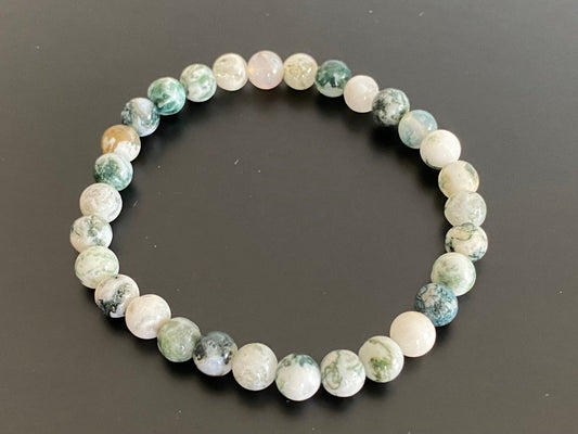 Tree Agate bracelet (6mm beads), mineral - FossilsAndMore