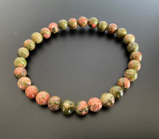 Unakite bracelet (6mm beads), mineral - FossilsAndMore